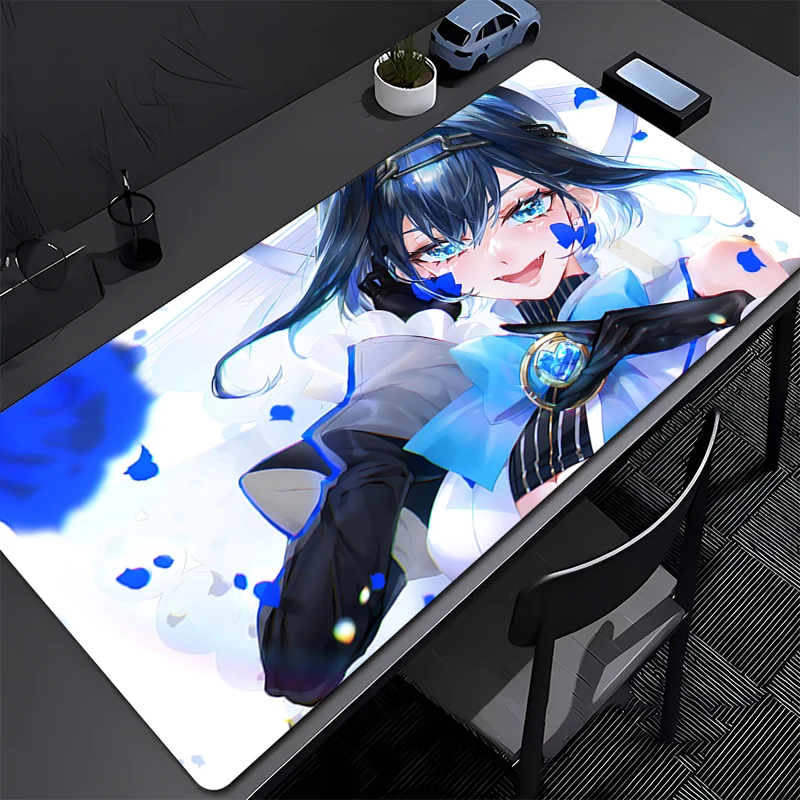 

Mouse Pad Office Laptop Hololive Ouro Kronii Desk Mouse Mat PC Blue Flower Gamer Cabinet Mousepad Sexy Anime Girl Keyboard Pad