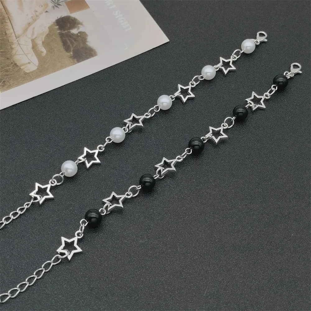 Модный Y2K полый браслет с пятиконечной звездой в стиле панк, браслет со звездой, искусственный браслет в стиле поп-панк