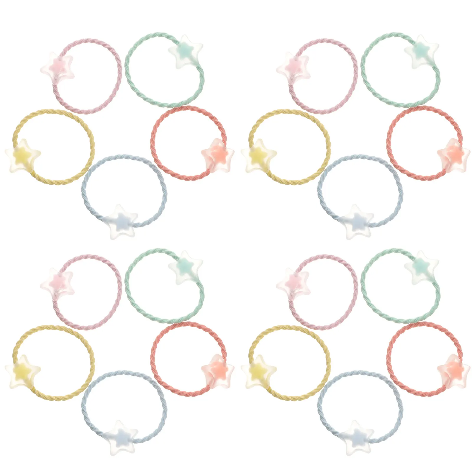 

20pcs Macaron Ties Clear Charm Cartoon Elastic Ponytail Holders Durable Lightweight Hair Bands For Women Girls Baby Fashionable