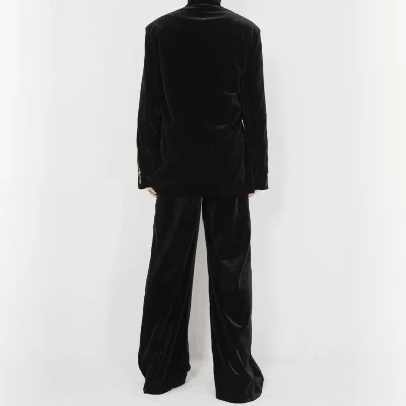 ชุดสูทลำลองสองชิ้น สไตล์สตรีทแวร์ รุ่น WVGA สำหรับฤดูใบไม้ผลิและฤดูใบไม้ร่วง ดีไซน์ทันสมัย ไม่มีปกเสื้อ พร้อมกางเกงทรงตรง รุ่น W14737