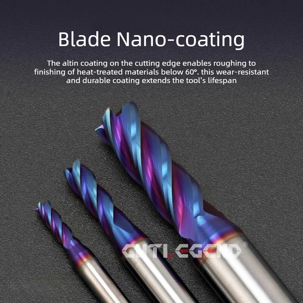 Vollhartmetall-Schaftfräser mit blauer Nano-Beschichtung, HRC70, Fräser D0.2-D6.95, CNC-Präzisions-Nutenfräswerkzeug – Detail 3
