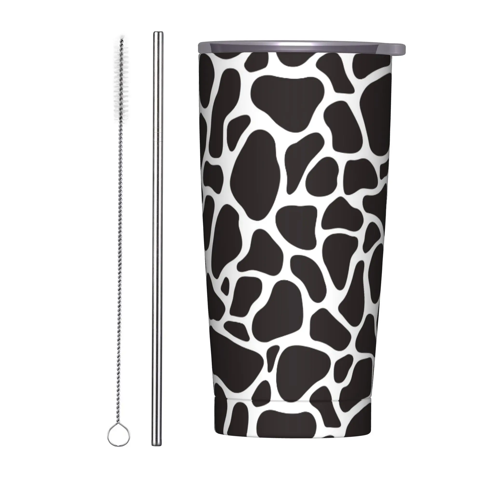 Cowhide Dalmatian Dog Tumbler Vacuum Insulated Zebra Giraffe Camouflage Thermal Cup Vacuum Flask Mugs Water Bottle, 20oz