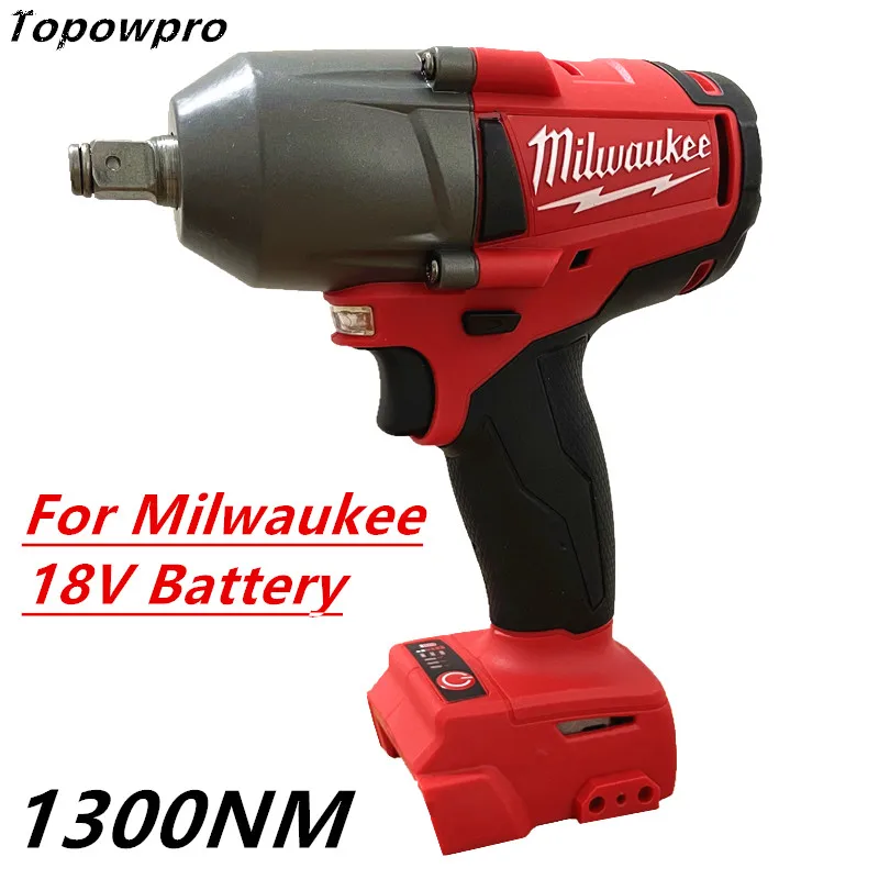 

For Milwaukee 18V Battery 1300NM Large Torque Cordless Wrench Brushless Electric Impact Wrench Car Truck Repair Power Tools