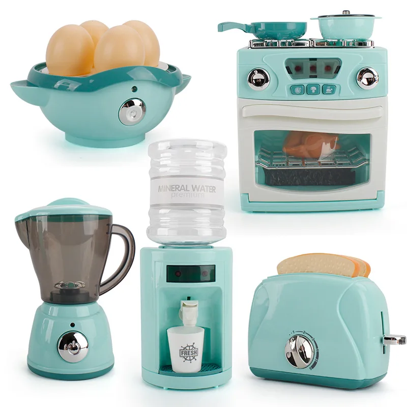 Mini Household Appliances Kitchen Toys Pretend Play Set with Washing Machine Blender Mixer and Toaster for Kids Boys Girls Gifts