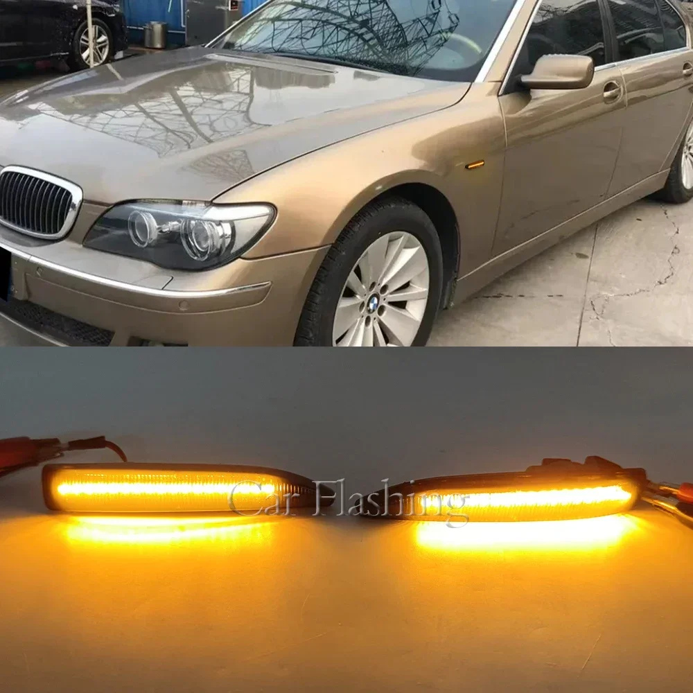 

New！ 2Pcs Car LED Side Marker Turn Signal Light For BMW 7 Series E65 E66 E67 E68 2001-2008 Dynamic Flowing Sequential Indicator