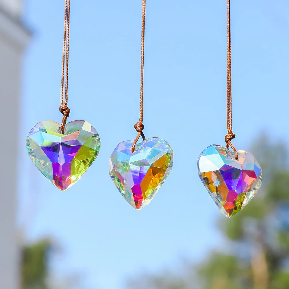 

Camal 1pcs 30mm K9 Crystal Heart Rainbow Pendant Love Prisms Sun Catcher AB Color Window Crystal Maker Garden Hanging Decoration