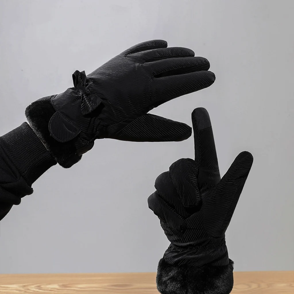Touchscreen gloves for For Women winter use soft arctic plush lining windproof cuff and enhanced grip for outdoor sports