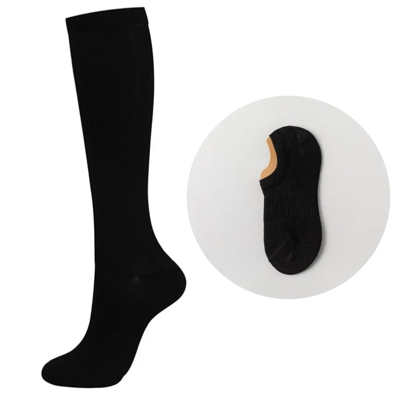 Varicose Veins Compression Socks Fit For Golf Rugby Hiking Sports For Anti Fatigue Driving Travel Flight Black Women Men Socks