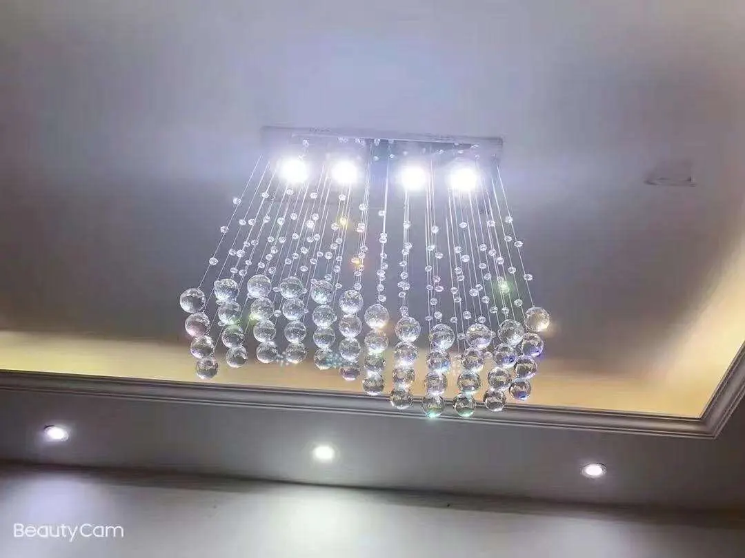 Raindrop Rectangular Crystal Chandelier For Dining Room