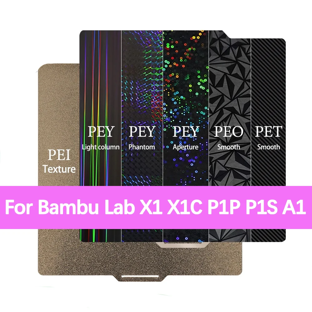 

Для Bambu Lab P1P P1S X1 X1C Сборная пластина Pei Пружинный стальной лист PET PEO PEY PER PEH H1H Лист 257x257 Сборная пластина для бамбука A1