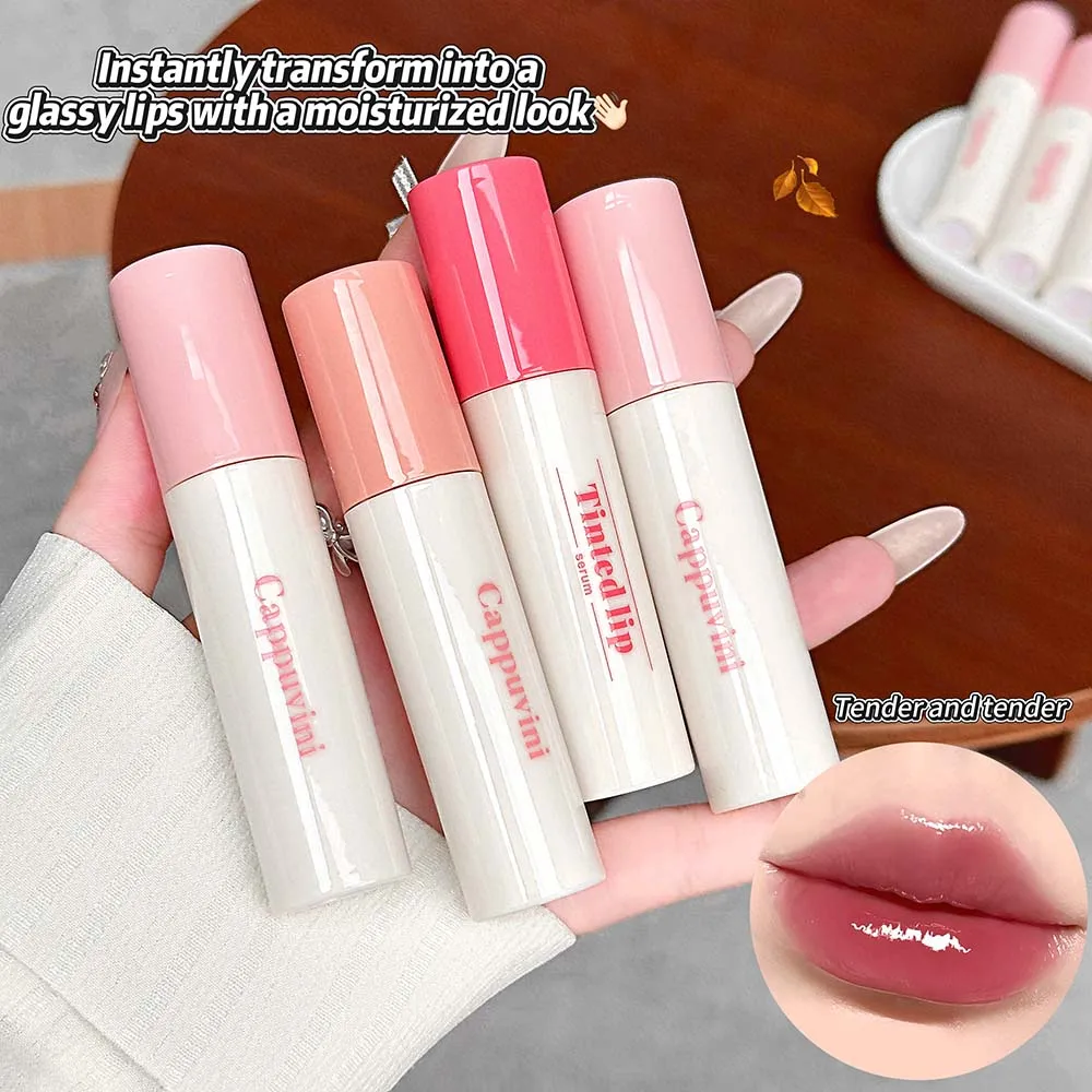 Cappuvini Water Glow Lip Gloss High Shine Plumping Moisturizing Non-Sticky Long Lasting Tinted Lip Oil Glassy Lip Makeup