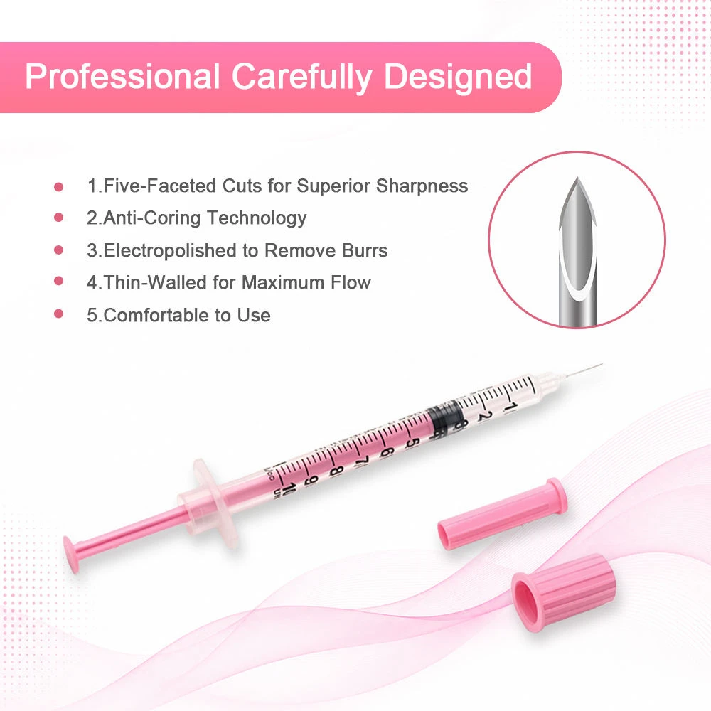 100Pcs/Box Beauty 1ml Pink Insulin Syringe 30G/31G Needle 8mm EO Gas Sterilized in Blister Pack for Beauty Machine Tools view 5