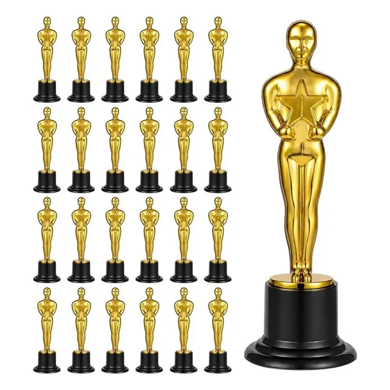 B03B-24 Pack Gold Award Trophies, 6 Inch Plastic Gold Award Trophy Awards For Competition, Sports