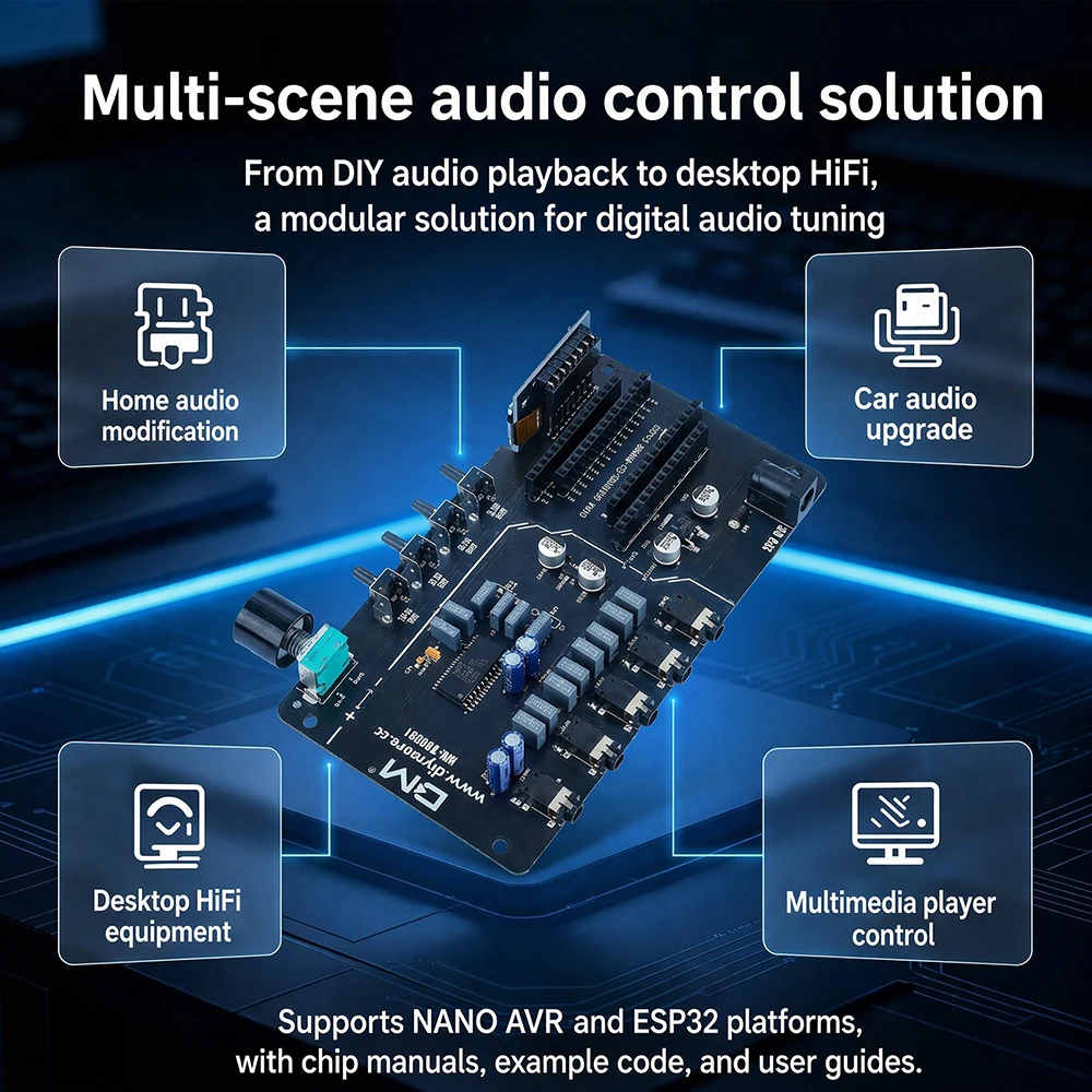 TDA7440 Digital Audio Controller 4-Channel Stereo Audio Amplifier Board 1.8-Inch Display Screen