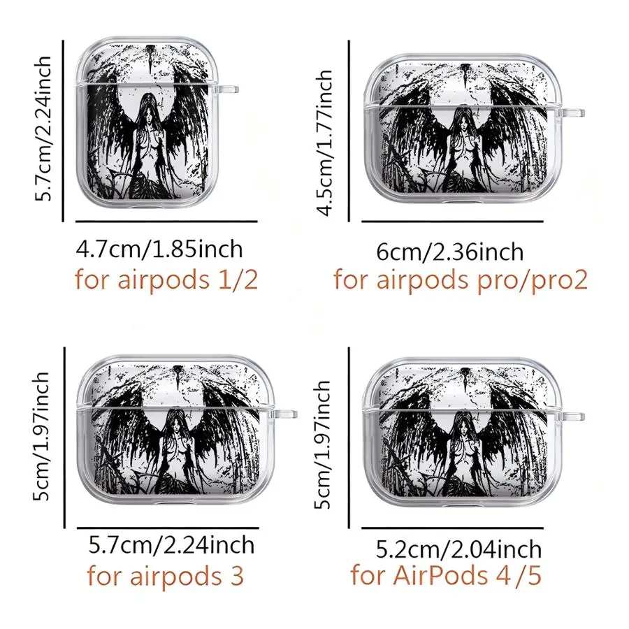 Case For Apple Airpods 5 3 Pro2 1 Pro3 2 Pro 4 Clear Earphone Cover With Hook INS Style Space Angel Girl