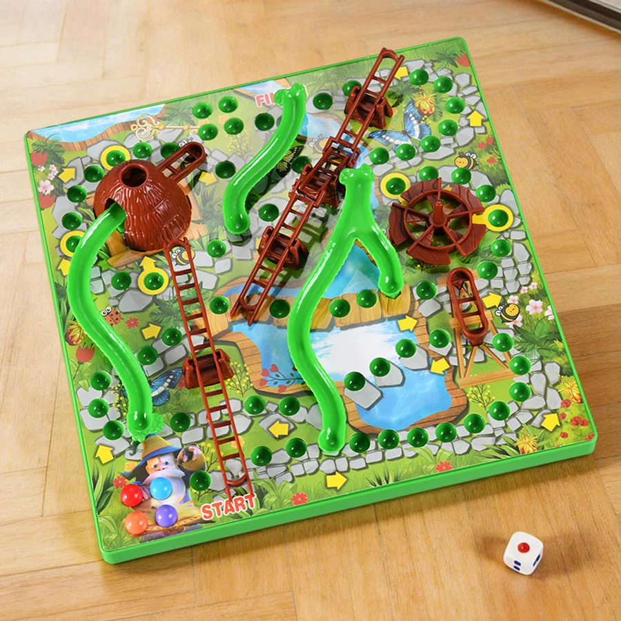 Juego de Mesa 3D Serpientes y Escaleras, Juguetes Educativos para Niños, Ajedrez Interactivo para Padres e Hijos, Juego de Mesa Familiar para Niños