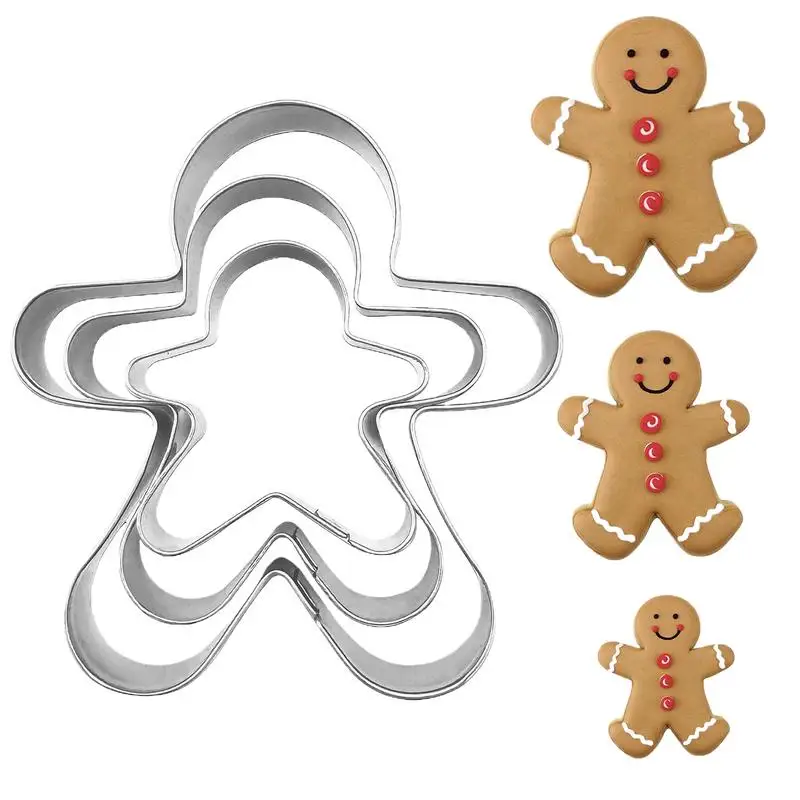 3pcs/set Christmas Cookie Cutter Large Size Stainless Steel Christmas Tree gingerbread man DIY Biscuit Mould Baking Tools