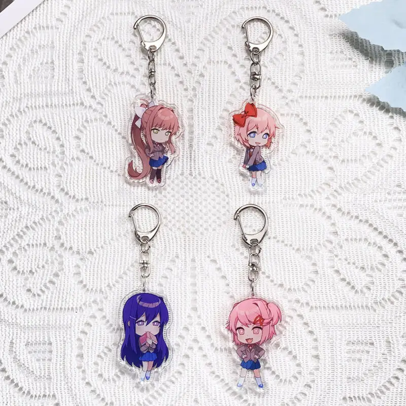 Doki Doki Literature Club! Monika Sayori Natsuki Yuri Q Version Acrylic Keychain Bag Pendant Anime Collection Exquisite Gift