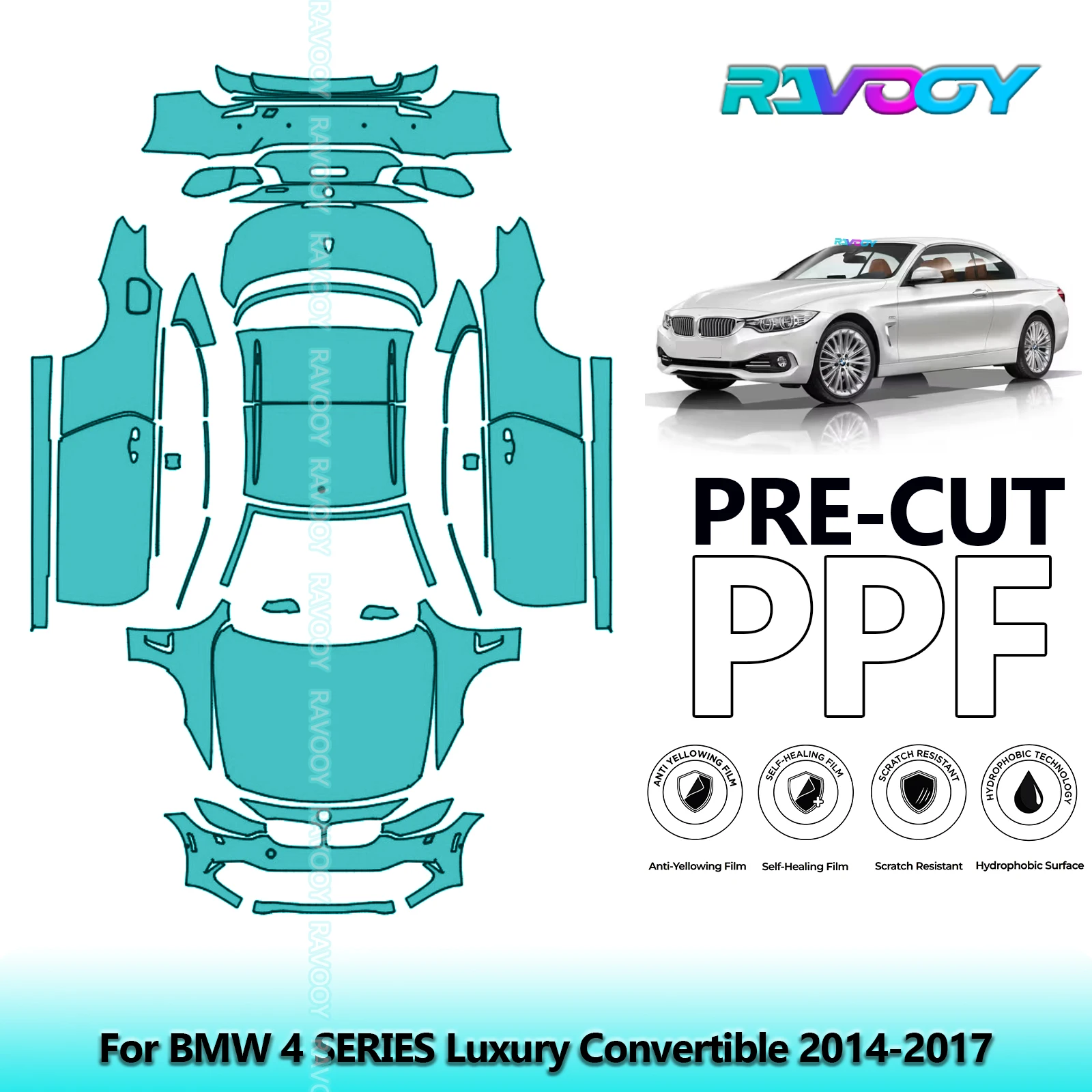 

Для BMW 4 SERIES Luxury Convertible 2014-2017 8,5 мил, предварительно вырезанная защитная пленка для краски PPF для автомобиля