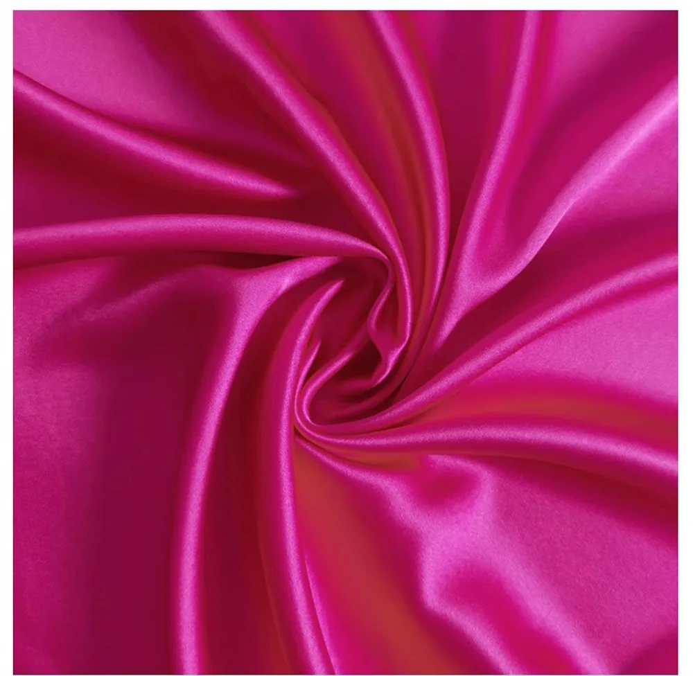 Natural Silk Stretch Satin140cm width 19momme Lycra Silk Fabric Shirt Evening Dress Sewing Material Bright Pink