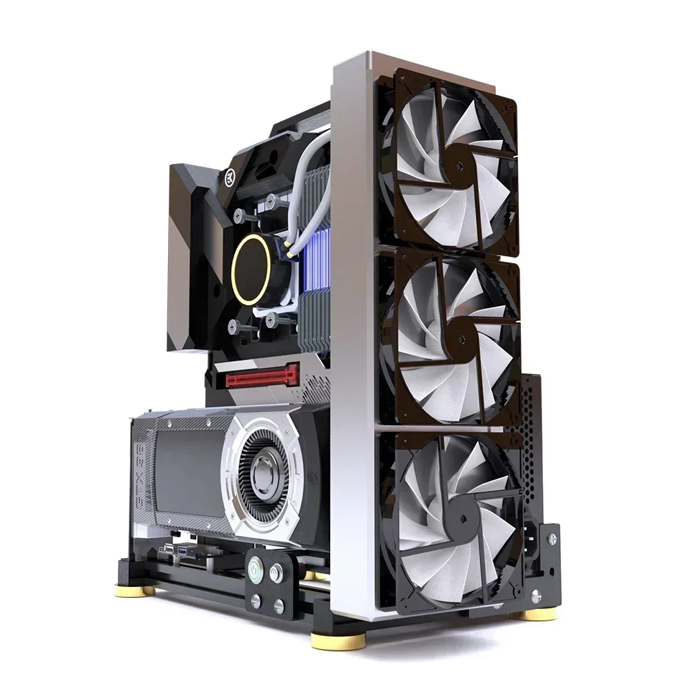 Imagem -02 - Diy Itx Matx Atx Open pc Case Frame Rack Mod Criatividade Desktop Water Air Cooler Armário de Jogos