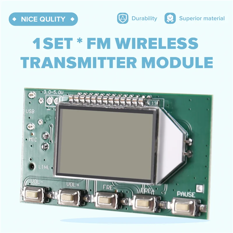 Scheda microfono wireless stereo con modulo trasmettitore wireless FM per stazioni radio del campus per microfoni