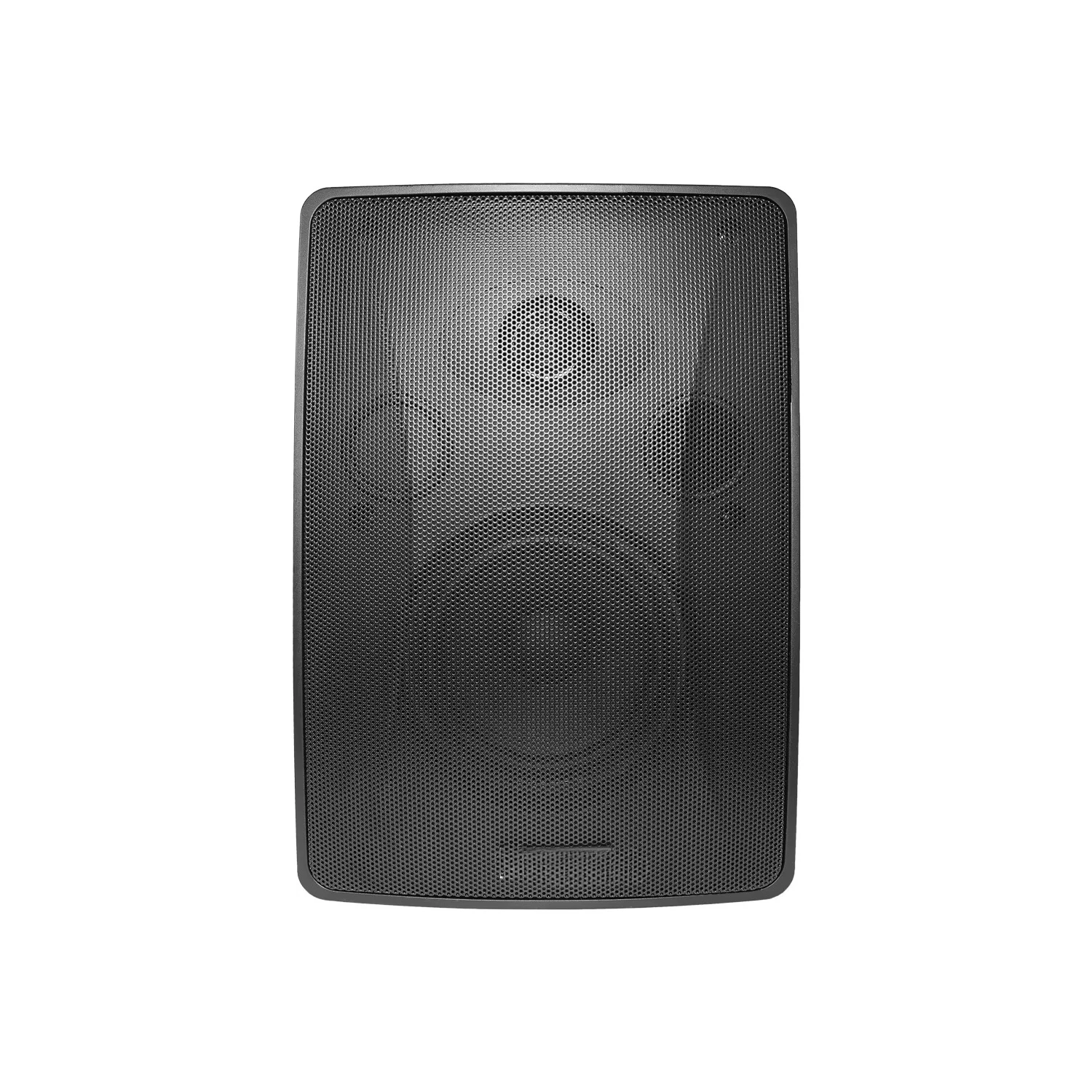 Conference room system speakers to active wall-mounted speakers with built-in amplifier and microphone inputs