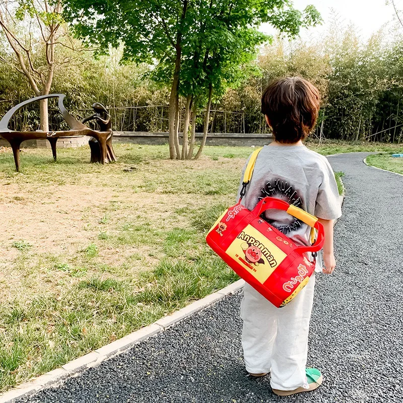 30CM Anpanman Cartoon Bucket Bag Large Capacity Motion Fitness Travel Bag Children\'s Diagonally Spanning One Shoulder Backpack