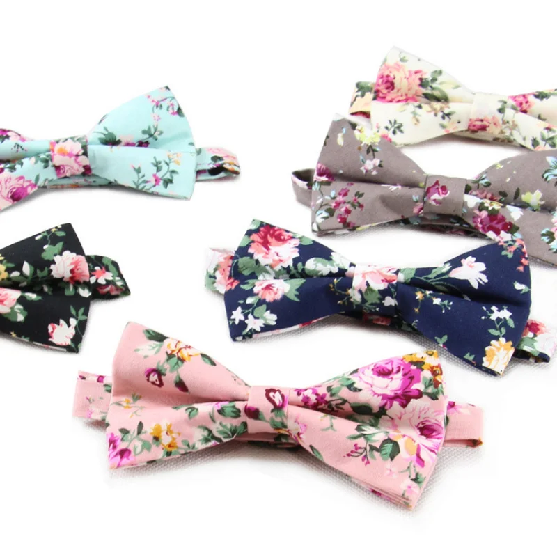 

Men's Cotton Bow Tie Retro Floral Bowknot Cloth Accessory