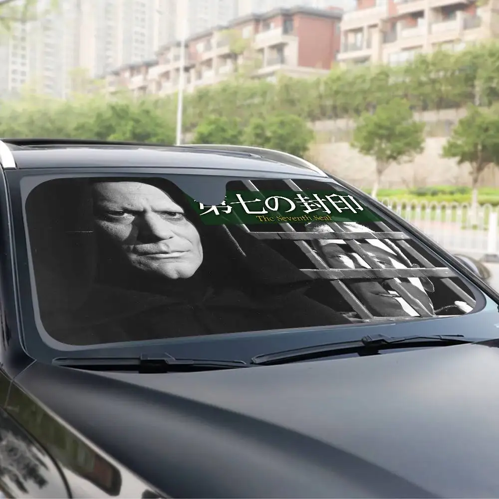 Movie T-The S-Seventh S-Seal Windshield Car Sunshade Funny Windshield Sun Shade Window Cars Folding Rays Sun Visor Protector view 6