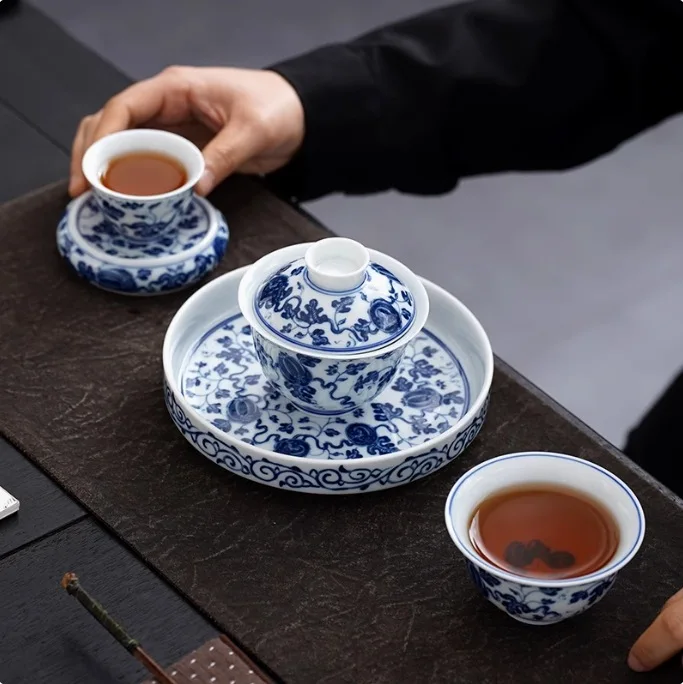 

Qinghua Tea Set 2025 New Ceramic Light Luxury High-end Mini Tea Cup Set, one pot with two cups