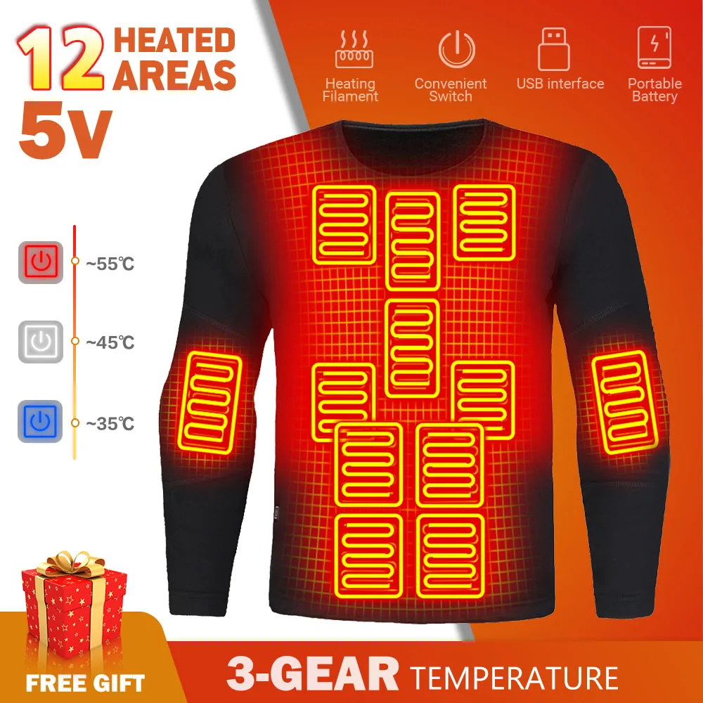 

Self-heating Underwear Men's Skiwear Winter Thermal Underwear Heated Vest Skiwear USB Electric Heating Clothing