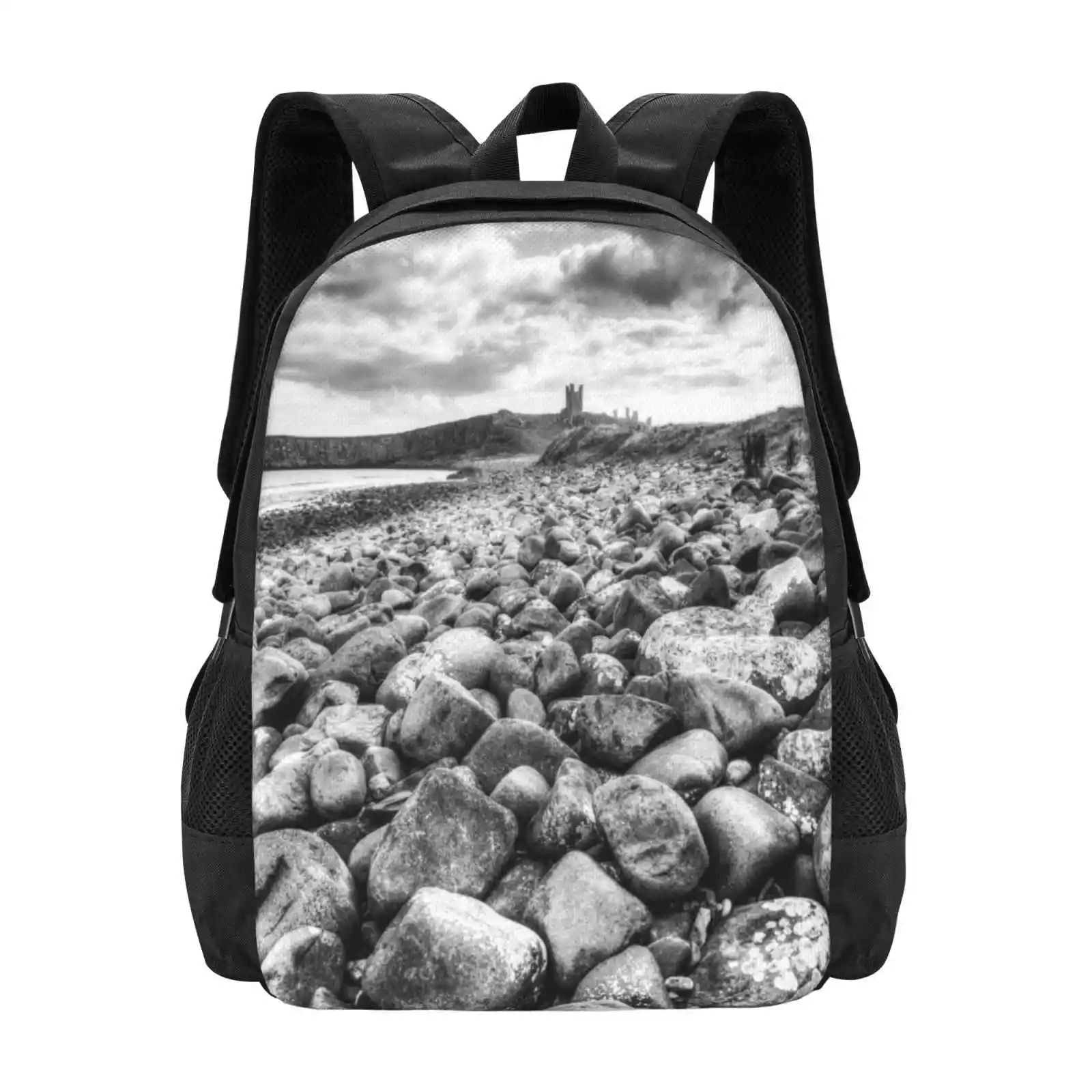 Dunstanburgh Castle , Northumberland , England School Bag Big Capacity Backpack Laptop Dunstanburgh Castle Castles Landmarks