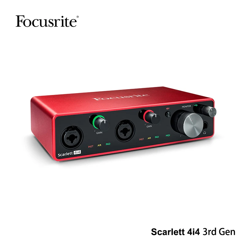 Focusrite Scarlett 4i4 3-го поколения USB аудио интерфейс для записи композиций потоковая высокоточная студийная качественная запись