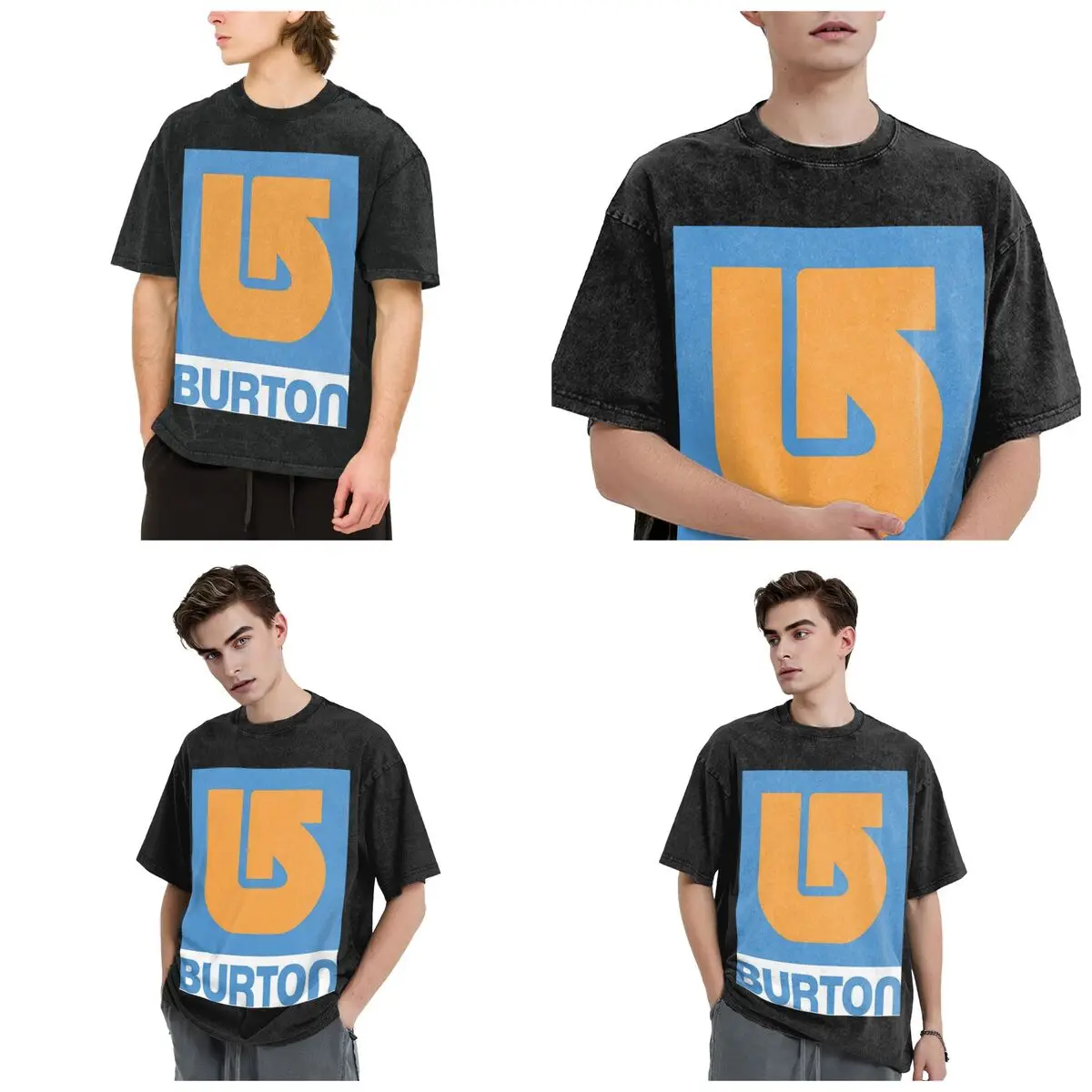 Burton Snowboard Sportive Hip Hop Short Sleeve T-Shirts Washed Tops Tees Streetwear T Shirt Oversized for Men Women