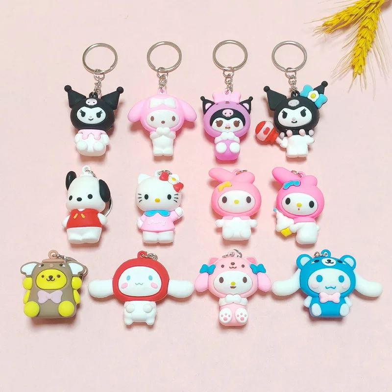 

5pcs Hello Kitty Keychain Kawaii Cartoon Anime Toys Desktop Decoration Women Supplies Accessories Wholesale Female Students