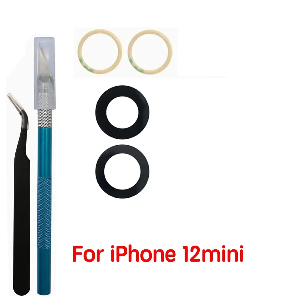 Cristal de cámara trasera para Apple iPhone 11 12 13 MIni Pro Max lente de cámara trasera con adhesivo y herramientas de extracción reemplazo de