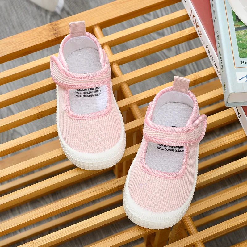 Zapatos de lona sólidos para niños, zapatillas transpirables antideslizantes, suela suave poco profunda, zapatos planos informales para niños y niñas