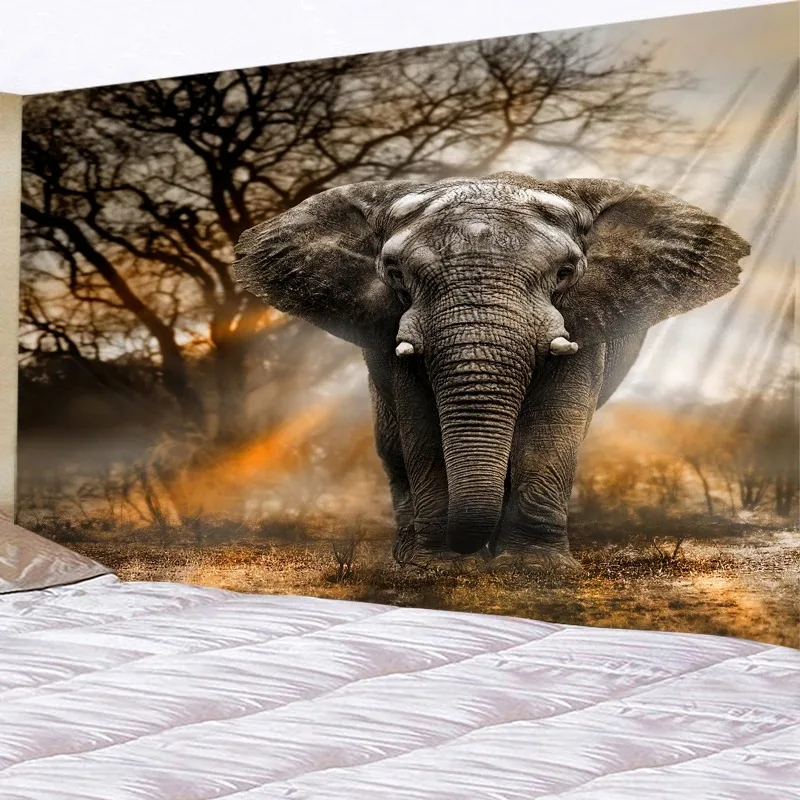 Wildlife Elephant Zebra Pattern Tapestry Office Living Room Tapestry Home Wall Decoration Tapestry