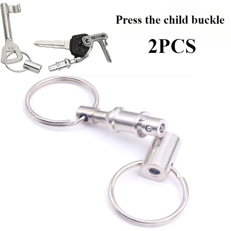 Detachable Pull Apart Metal Keychain for Women Men Silver Color Double End Key Chains Quick Release Keyring Steel Chrome Dual