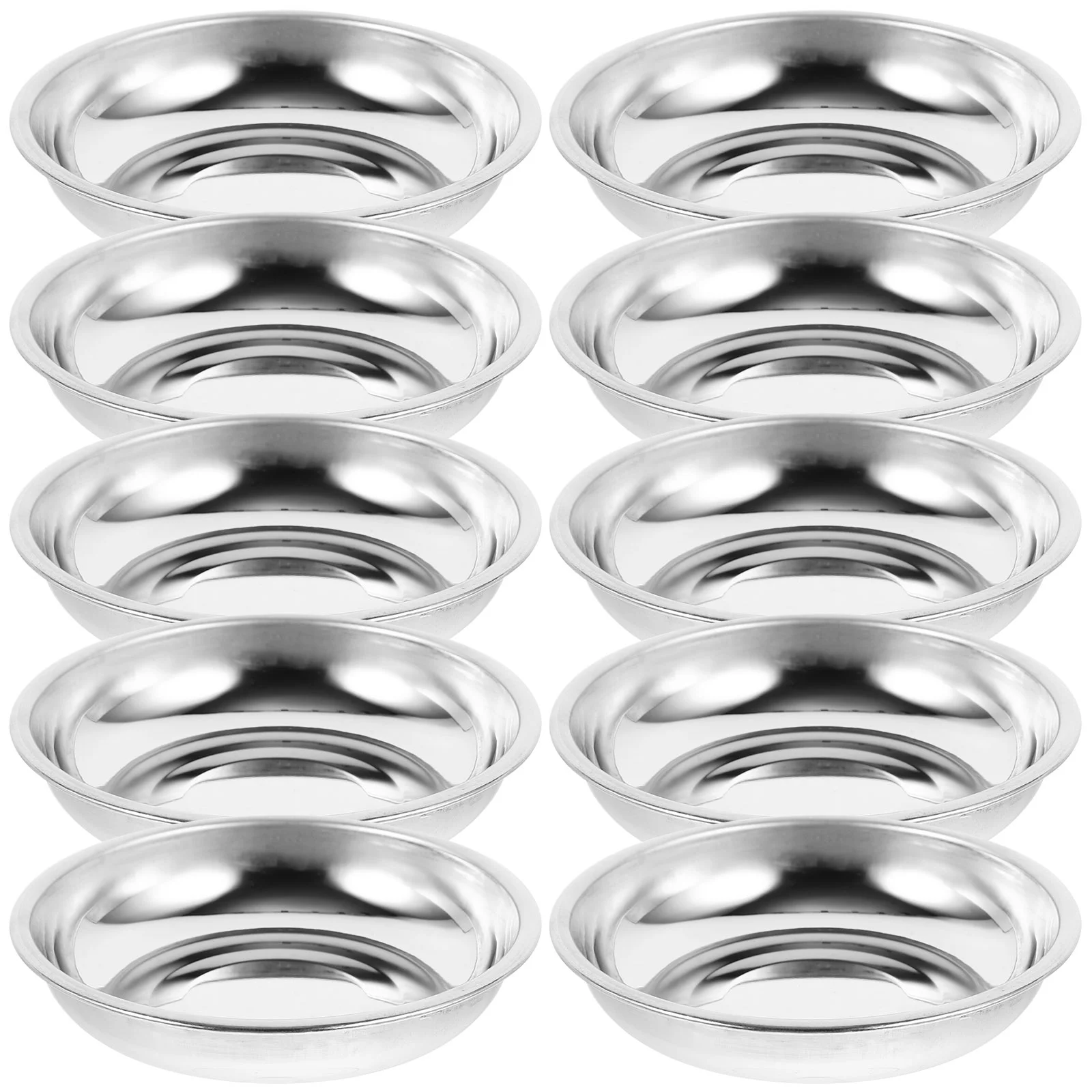 10 Pcs Stainless Steel Plate Soy Sauce Dishes Mustard Plates Seasoning Bowl Kitchen Tableware Restaurant