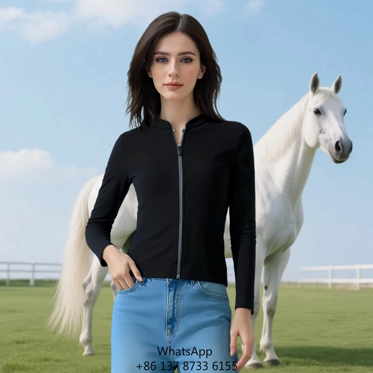 

Full-Zip Winter Training Jacket Eco-Friendly Reversible Four-Way Stretch Lightweight Windproof Equestrian Horse Riding