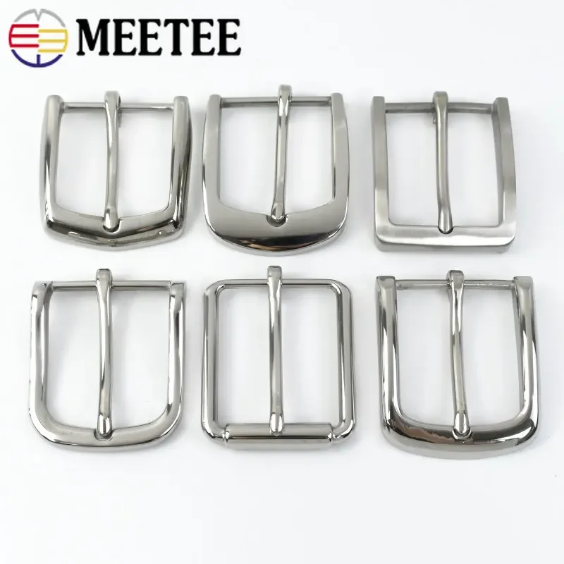 Meetee 40mm Stainless Steel Pin Belt Buckle Head for Men Casual Jeans 36-37mm Belts Decor Buckles DIY Leather Craft Accessories