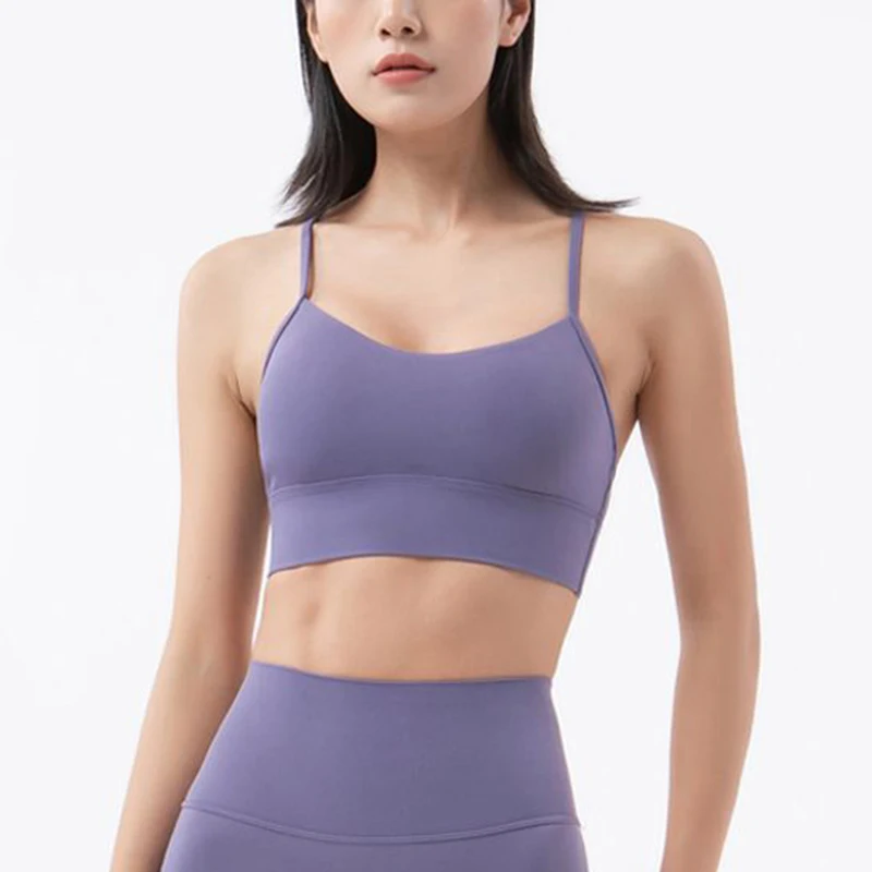 Y-Type Yoga Bra With Padded Workout Running Gym Bra Women Naked-feel Fabric Plain Beautiful Back Sports Bra Fitness Crop Top image 2