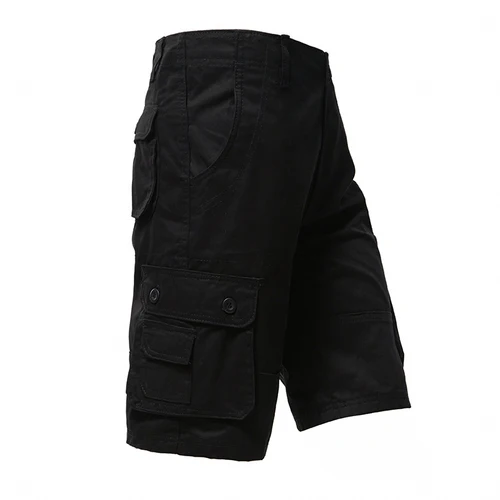 Imagen 2 del producto Pantalones Cargo para hombre, pantalones cortos hasta la rodilla, pantalones cortos clásicos de verano con múltiples bolsillos, pantalones cortos de algodón de talla grande, pantalones cortos caqui verde militar