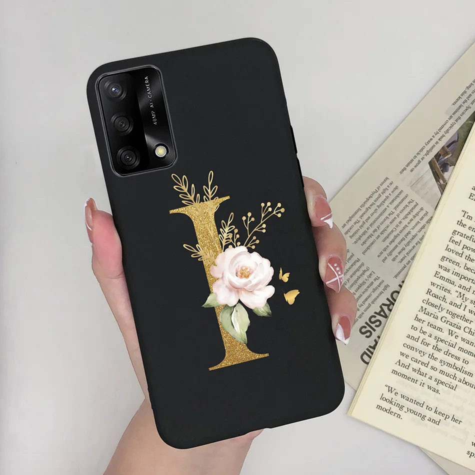 For Oppo A74 4G 5G Case Surname 26 Letter Soft Matte Silicone Anti Slip Shockproof Phone Cover For Oppo A 74 Shell Fundas Capa