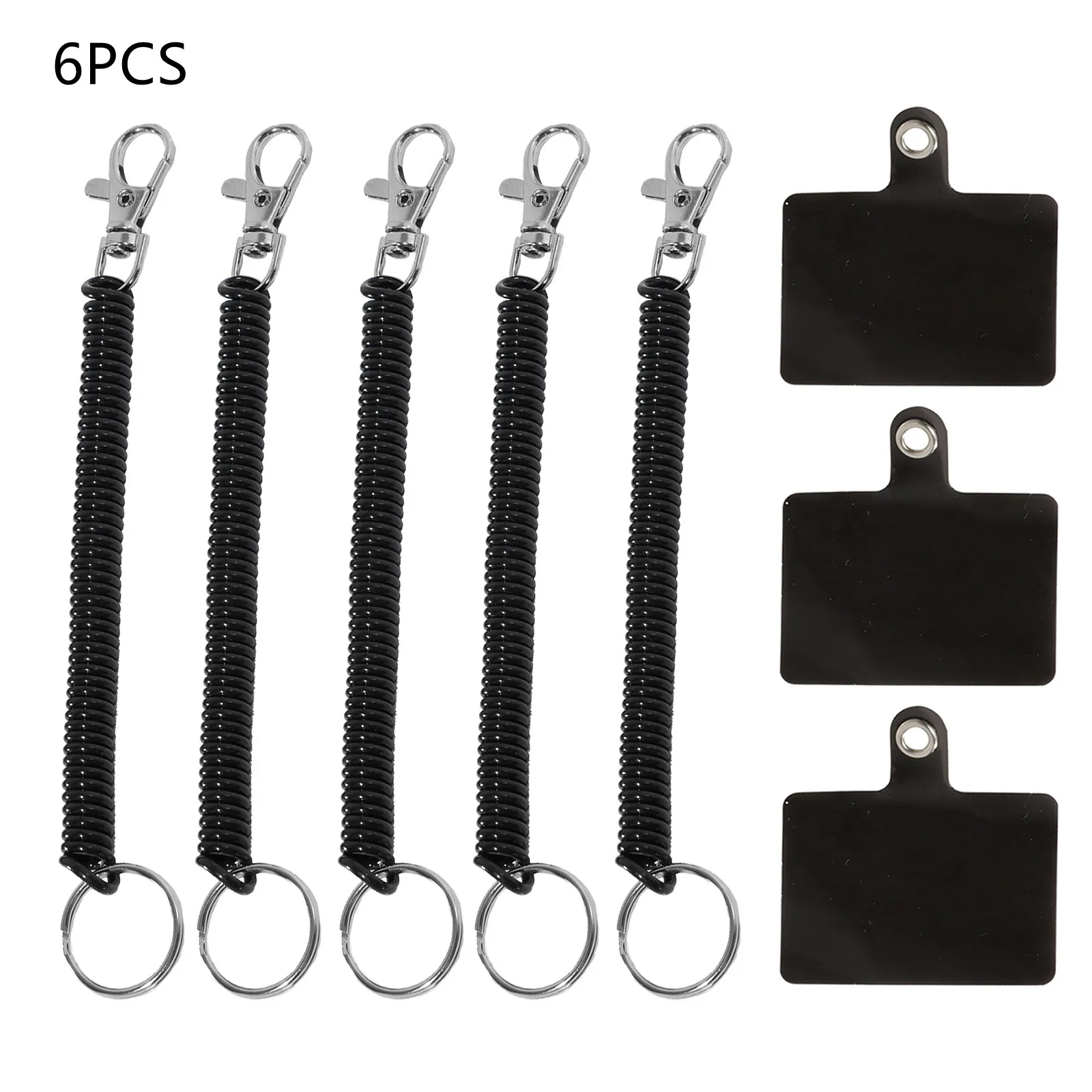 

Spring Ropes Retractable Coil Springs Keychain Coil Cord Key Chain Mobile Phone Chain Holder Lanyard with Lobster Clasp Gaskets