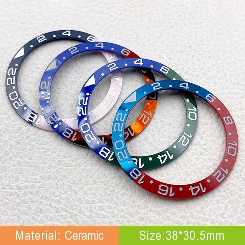 Mod 38*30.5mm Sloped Ceramic Bezel Insert Ring for SKX007 Omg Rlx Seamaster GMT Watch Case NH35 Movement Watch Parts Customized