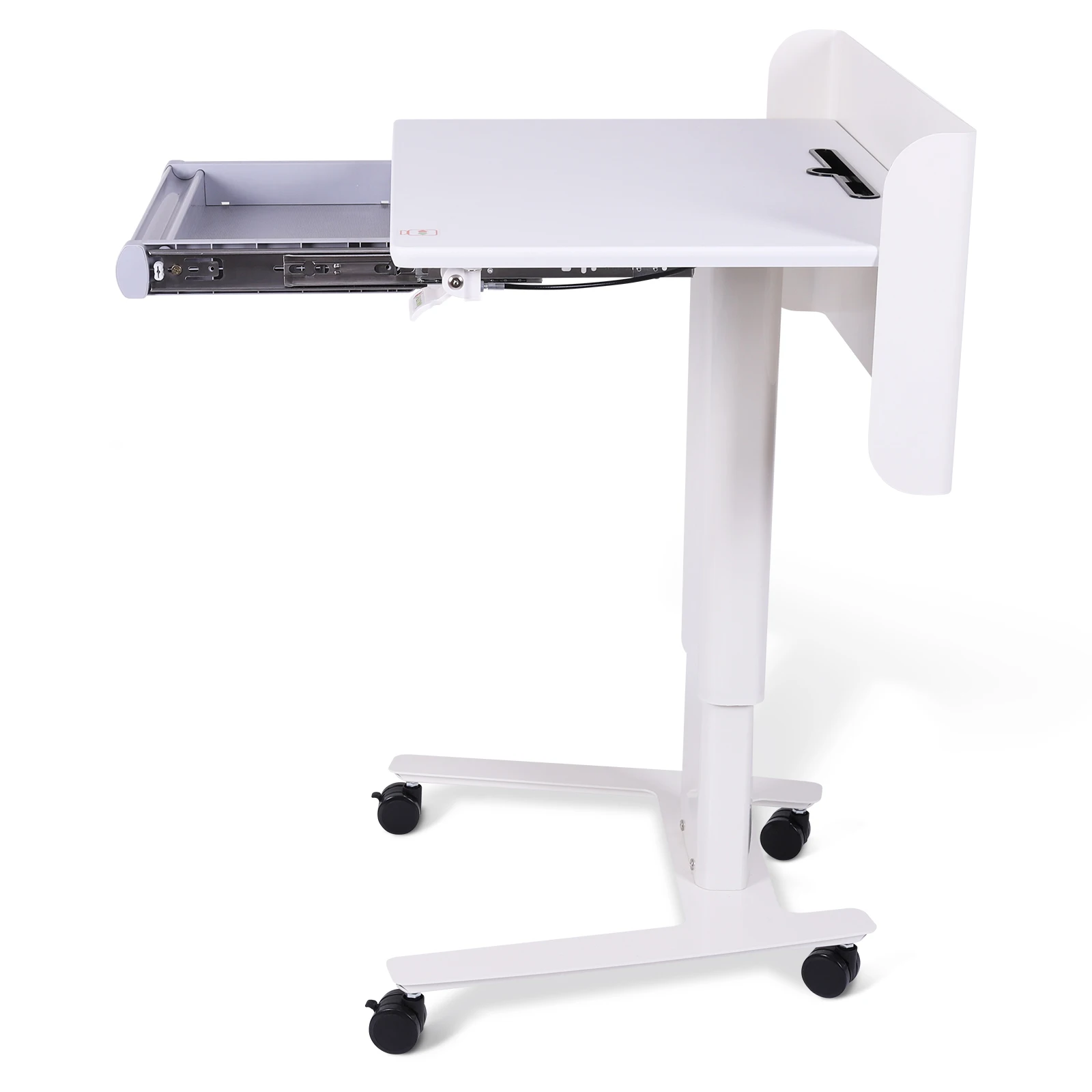Laptop Workstation Desk with Wheels Laptop Standing Desk Adjustable Height with Storage Tray for Presentations & Public Speaking