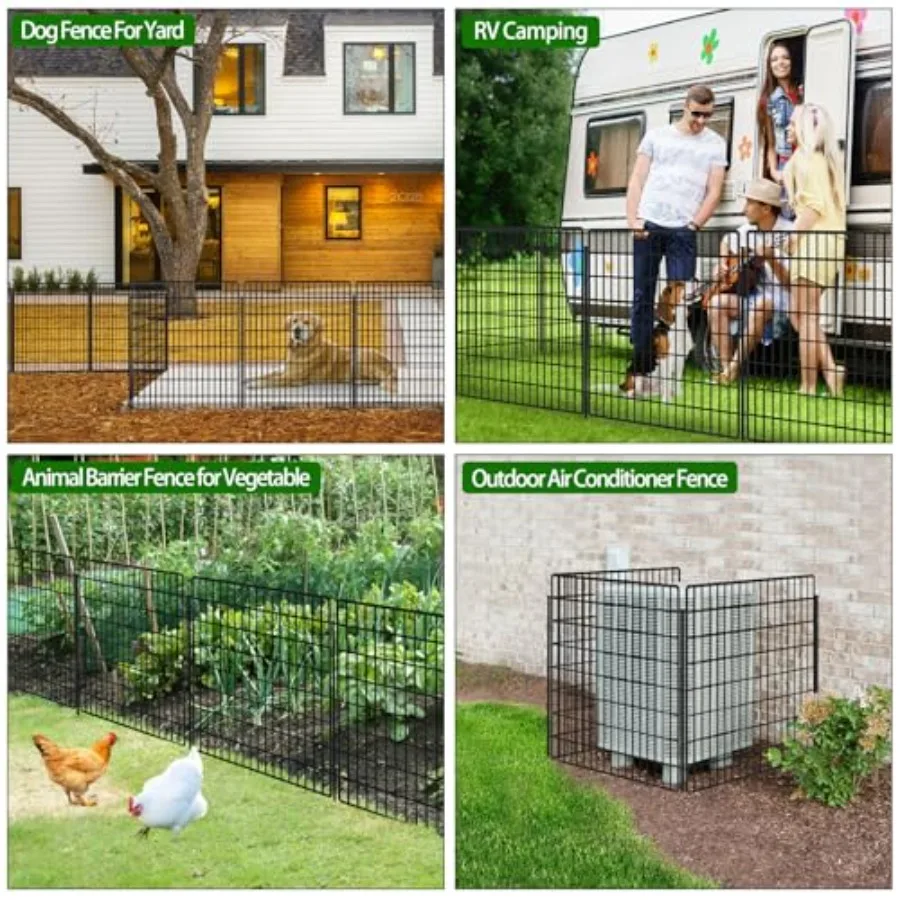 Outdoor Garden Fencing For Animal Barrier, Rustproof Metal Wire Panels In Black, 33 In Height X 24 Ft Length, No-Dig Decorative - view 6